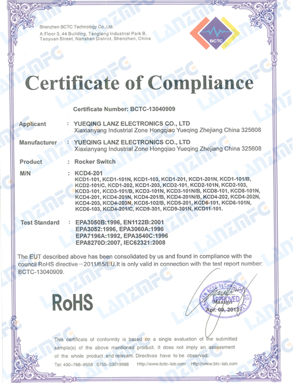 ROHS certificate